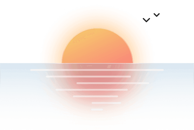 Sunset over sea illustration